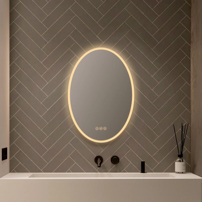 Blossom Oval LED Backlit Mirror with Frosted Sides and Integrated Defogger - Quality Home Distribution