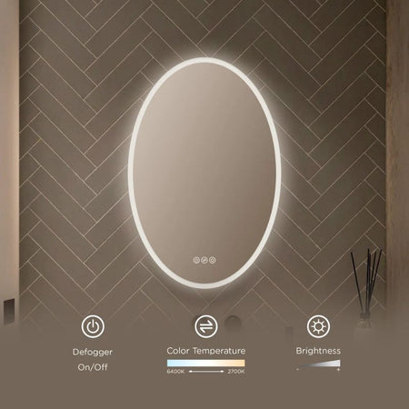 Blossom Oval LED Backlit Mirror with Frosted Sides and Integrated Defogger - Quality Home Distribution