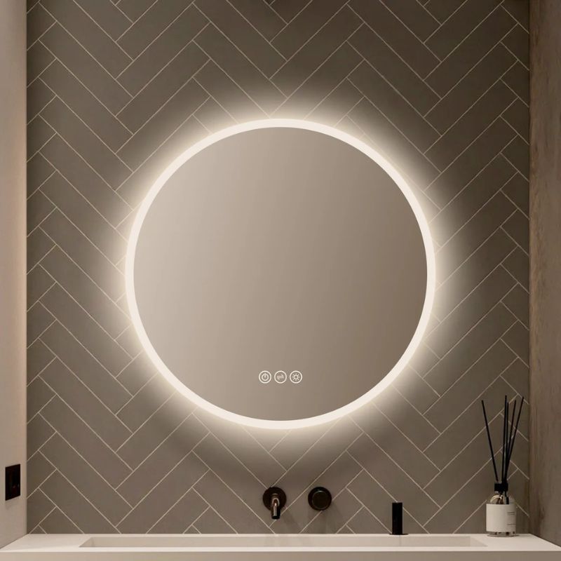 Blossom Orion Round LED Backlit Mirror with Frosted Edge and Integrated Defogger - Quality Home Distribution