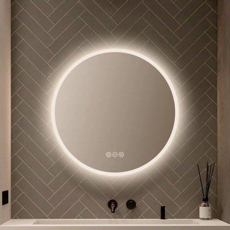 Blossom Orion Round LED Backlit Mirror with Frosted Edge and Integrated Defogger - Quality Home Distribution