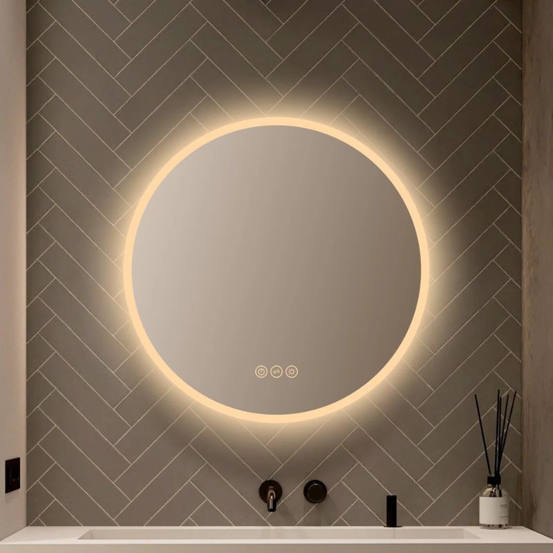Blossom Orion Round LED Backlit Mirror with Frosted Edge and Integrated Defogger - Quality Home Distribution