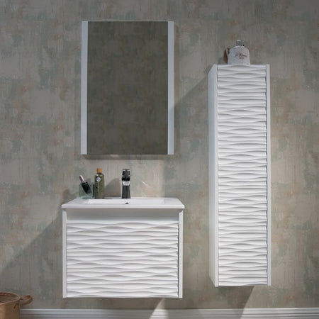 Blossom Paris 008 Wall-Mounted Floating Vanity with Wavy Textured Design - Quality Home Distribution