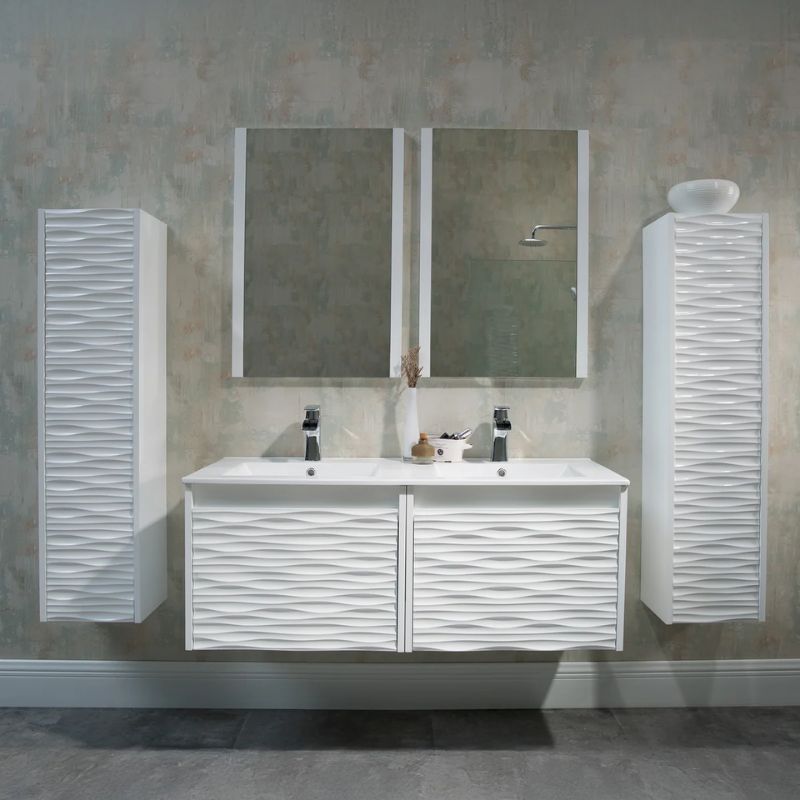 Blossom Paris 008 Wall-Mounted Floating Vanity with Wavy Textured Design - Quality Home Distribution