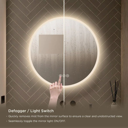 Blossom Orion Round LED Backlit Mirror with Frosted Edge and Integrated Defogger - Quality Home Distribution
