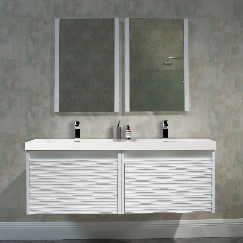 Blossom Paris 008 Wall-Mounted Floating Vanity with Wavy Textured Design - Quality Home Distribution