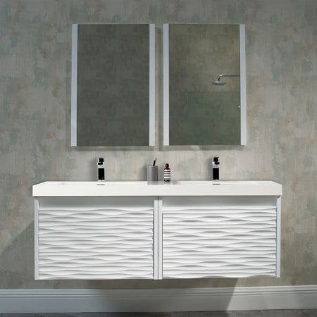 Blossom Paris 008 Wall-Mounted Floating Vanity with Wavy Textured Design - Quality Home Distribution