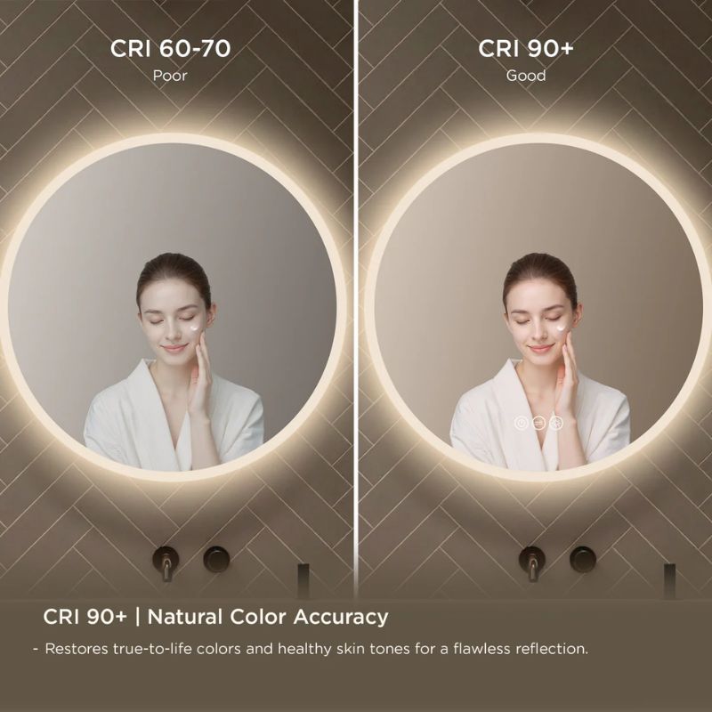 Blossom Orion Round LED Backlit Mirror with Frosted Edge and Integrated Defogger - Quality Home Distribution