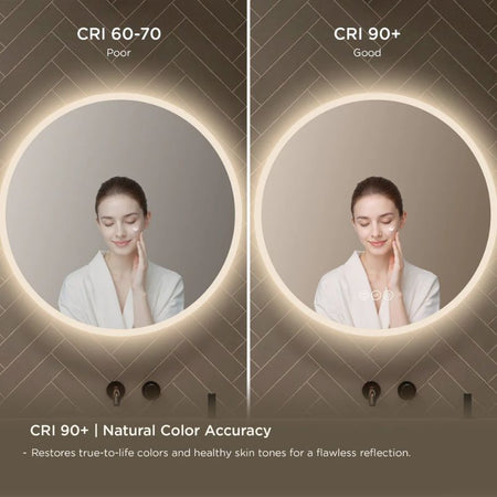 Blossom Orion Round LED Backlit Mirror with Frosted Edge and Integrated Defogger - Quality Home Distribution
