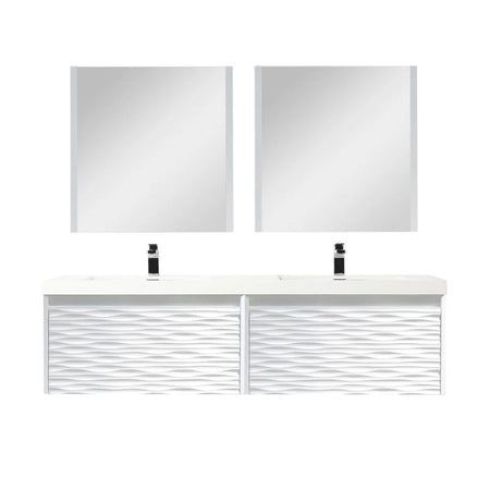 Blossom Paris 008 Wall-Mounted Floating Vanity with Wavy Textured Design - Quality Home Distribution
