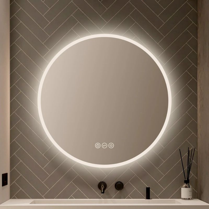 Blossom Orion Round LED Backlit Mirror with Frosted Edge and Integrated Defogger - Quality Home Distribution