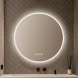 Blossom Orion Round LED Backlit Mirror with Frosted Edge and Integrated Defogger - Quality Home Distribution