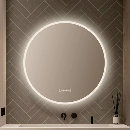 Blossom Orion Round LED Backlit Mirror with Frosted Edge and Integrated Defogger - Quality Home Distribution