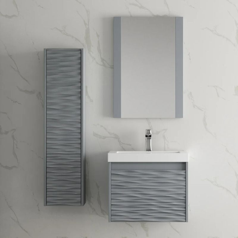 Blossom Paris 008 Wall-Mounted Floating Vanity with Wavy Textured Design - Quality Home Distribution