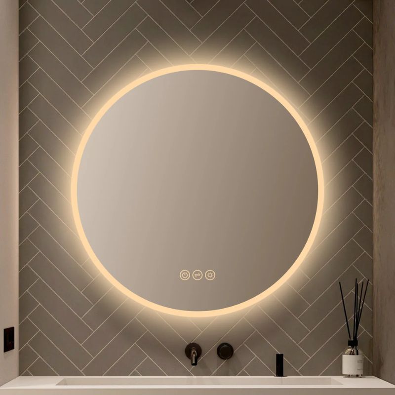 Blossom Orion Round LED Backlit Mirror with Frosted Edge and Integrated Defogger - Quality Home Distribution