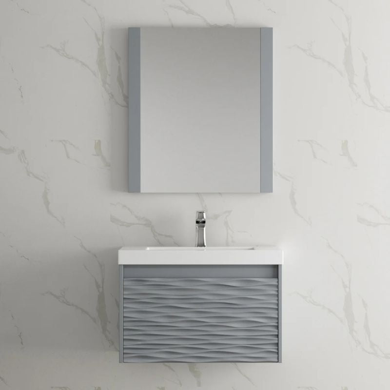 Blossom Paris 008 Wall-Mounted Floating Vanity with Wavy Textured Design - Quality Home Distribution