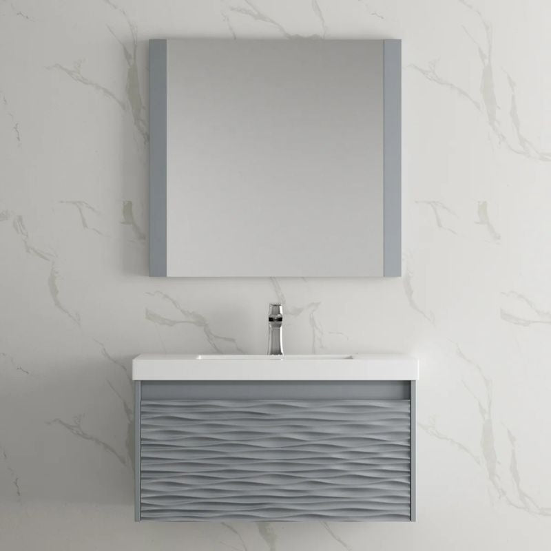 Blossom Paris 008 Wall-Mounted Floating Vanity with Wavy Textured Design - Quality Home Distribution