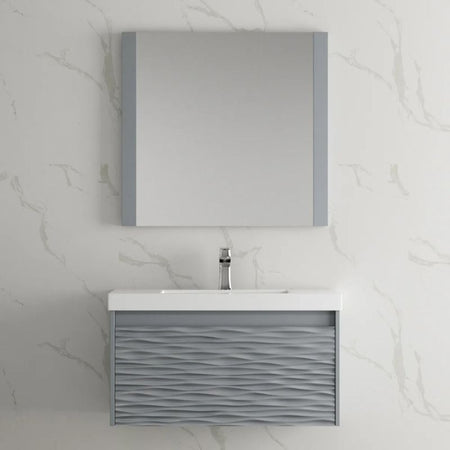 Blossom Paris 008 Wall-Mounted Floating Vanity with Wavy Textured Design - Quality Home Distribution