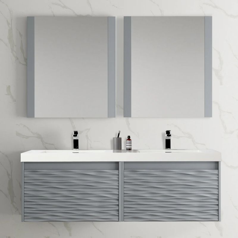 Blossom Paris 008 Wall-Mounted Floating Vanity with Wavy Textured Design - Quality Home Distribution