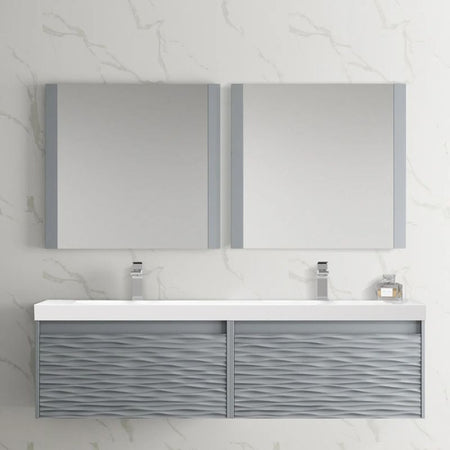 Blossom Paris 008 Wall-Mounted Floating Vanity with Wavy Textured Design - Quality Home Distribution