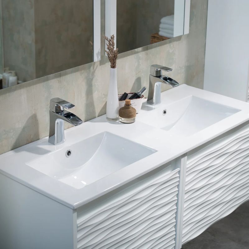 Blossom Paris 008 Wall-Mounted Floating Vanity with Wavy Textured Design - Quality Home Distribution