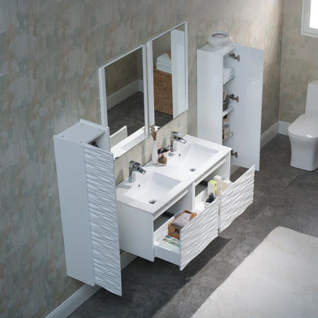 Blossom Paris 008 Wall-Mounted Floating Vanity with Wavy Textured Design - Quality Home Distribution