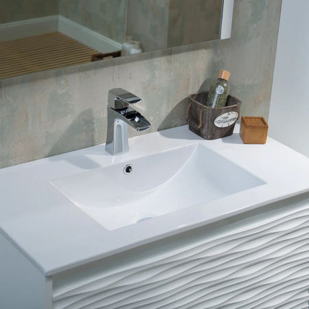 Blossom Paris 008 Wall-Mounted Floating Vanity with Wavy Textured Design - Quality Home Distribution