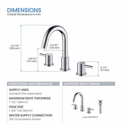Blossom KBF1016 Widespread 8-Inch Bathroom Sink Faucet - Quality Home Distribution