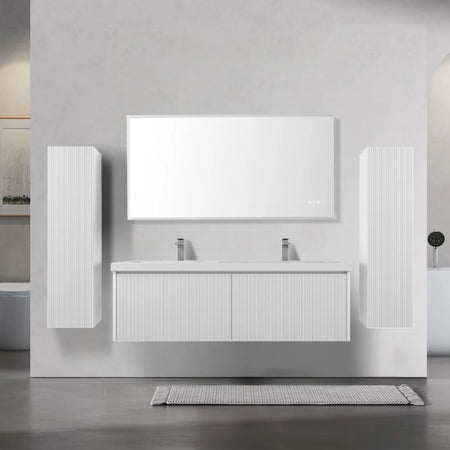 Blossom Positano 028 Floating Vanity Cabinet with Vertical Textured Front - Quality Home Distribution