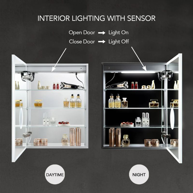 Blossom Asta LED Medicine Cabinet with Built-In Defogger and Triple Mirror Design - Quality Home Distribution