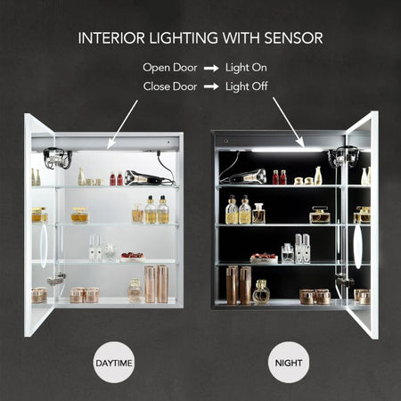 Blossom Asta LED Medicine Cabinet with Built-In Defogger and Triple Mirror Design - Quality Home Distribution