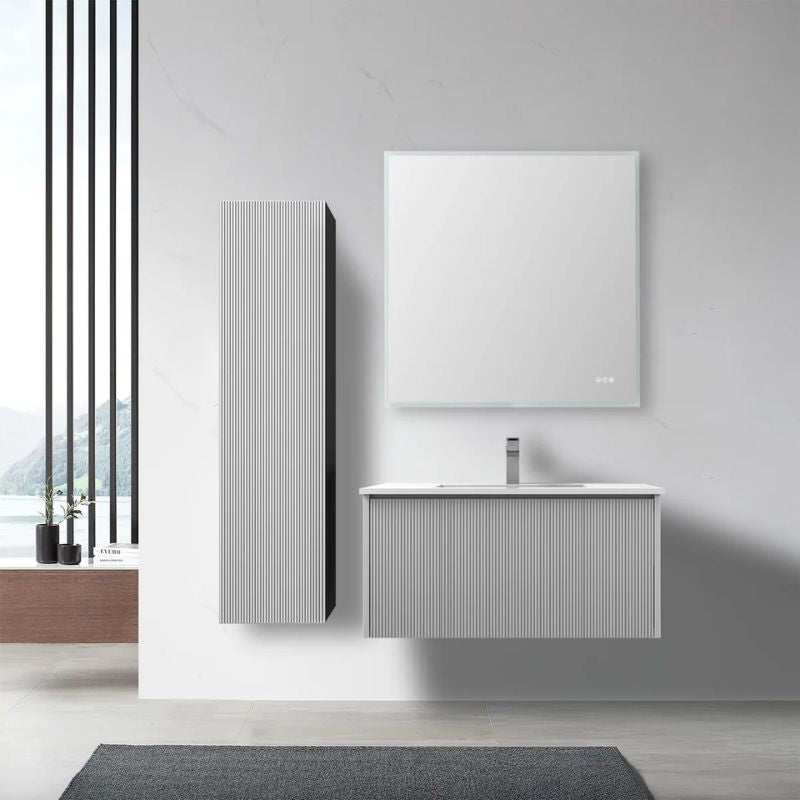 Blossom Positano 028 Floating Vanity Cabinet with Vertical Textured Front - Quality Home Distribution