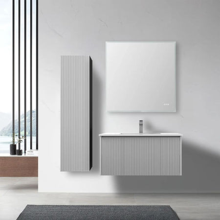 Blossom Positano 028 Floating Vanity Cabinet with Vertical Textured Front - Quality Home Distribution