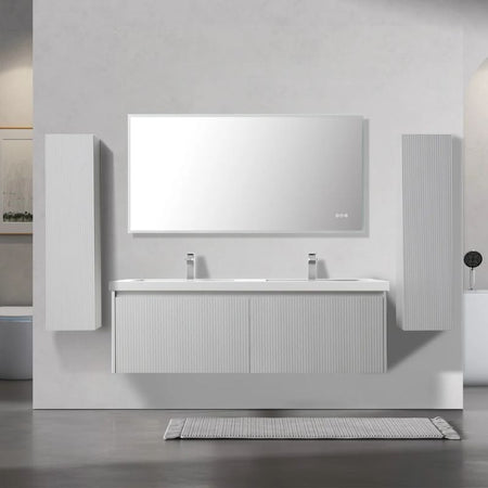 Blossom Positano 028 Floating Vanity Cabinet with Vertical Textured Front - Quality Home Distribution