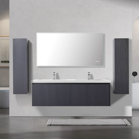 Blossom Positano 028 Floating Vanity Cabinet with Vertical Textured Front - Quality Home Distribution