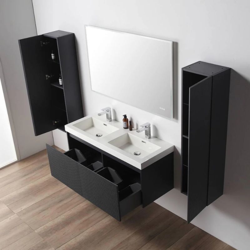 Blossom Positano 028 Floating Vanity Cabinet with Vertical Textured Front - Quality Home Distribution