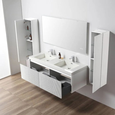 Blossom Positano 028 Floating Vanity Cabinet with Vertical Textured Front - Quality Home Distribution