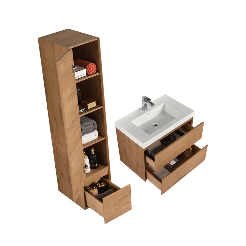 Blossom Assisi 036 Modern Wall-Hung Bathroom Vanity with Soft-Close Drawers - QHD