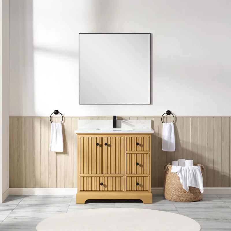 Blossom Sicily 051 Wall-Mounted Floating Vanity Cabinet with Vertical Slat Design - Quality Home Distribution