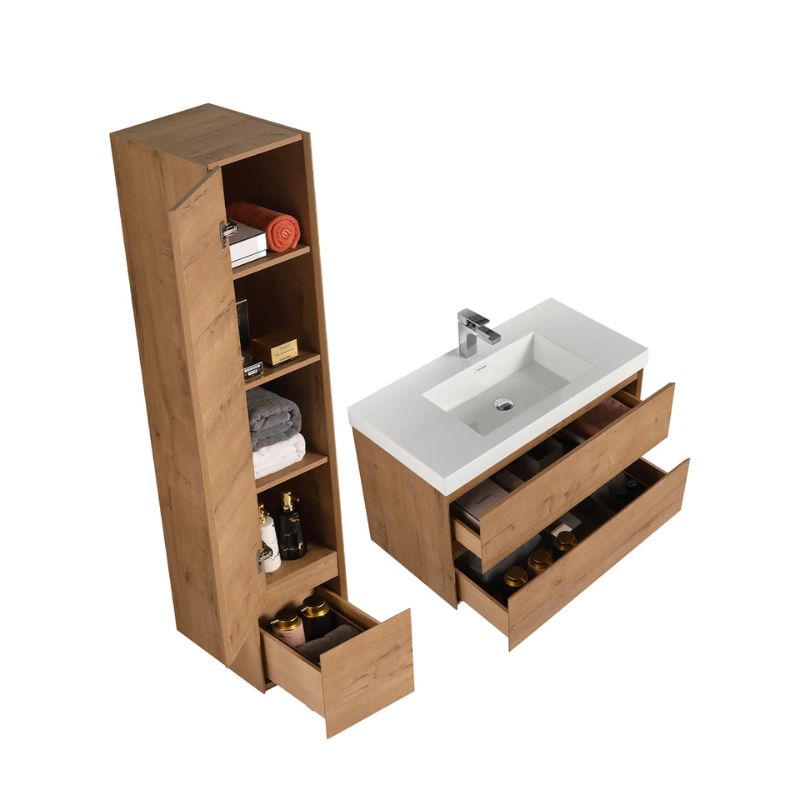 Blossom Assisi 036 Modern Wall-Hung Bathroom Vanity with Soft-Close Drawers - QHD