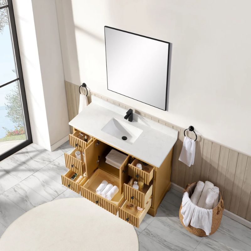 Blossom Sicily 051 Wall-Mounted Floating Vanity Cabinet with Vertical Slat Design - Quality Home Distribution