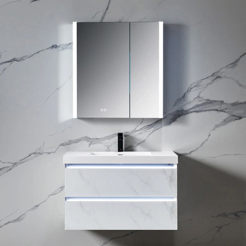 Blossom Pollux LED Medicine Cabinet with Frosted Backlit Illumination and Smart Defogger - Quality Home Distribution