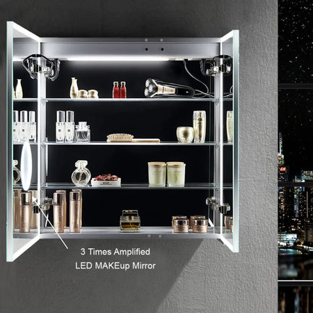 Blossom Sirius LED Medicine Cabinet with Digital Clock, Magnifier, and BLUM Hinges - Quality Home Distribution