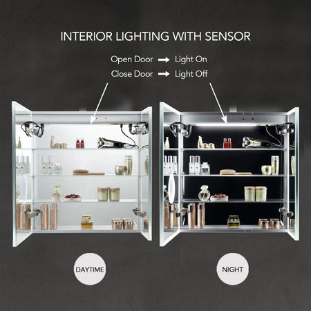 Blossom Sirius LED Medicine Cabinet with Digital Clock, Magnifier, and BLUM Hinges - Quality Home Distribution