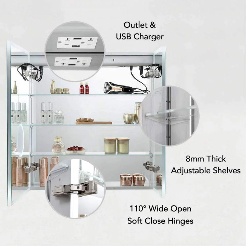 Blossom Sirius LED Medicine Cabinet with Digital Clock, Magnifier, and BLUM Hinges - Quality Home Distribution