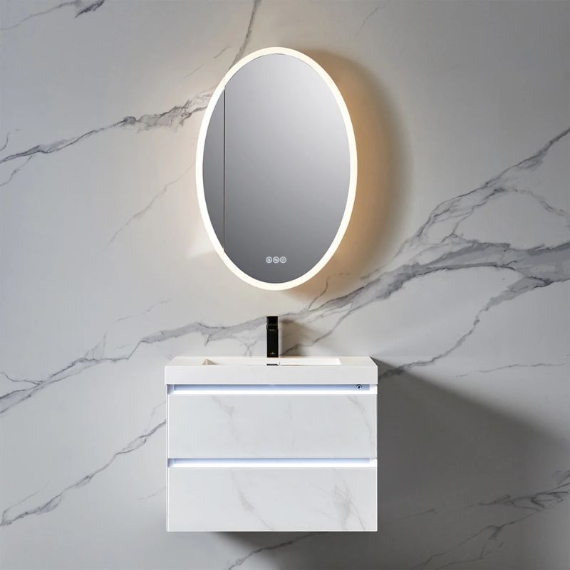 Blossom Spica LED Medicine Cabinet with Oval Mirror, Defogger, and Tunable Lighting - Quality Home Distribution
