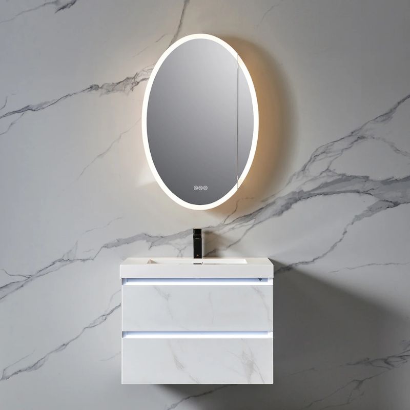Blossom Spica LED Medicine Cabinet with Oval Mirror, Defogger, and Tunable Lighting - Quality Home Distribution