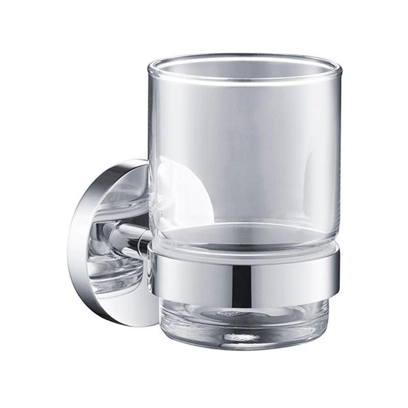 Blossom 500 Series Modern Wall-Mounted Toothbrush Holder with Clear Glass Tumbler - Quality Home Distribution
