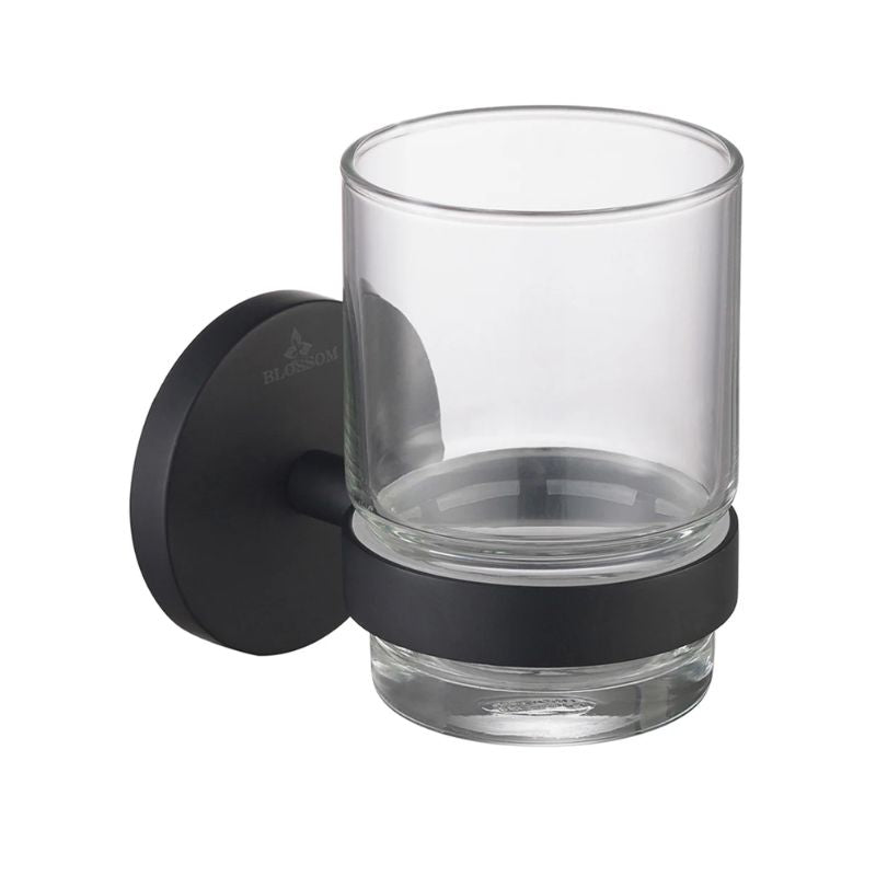 Blossom 500 Series Modern Wall-Mounted Toothbrush Holder with Clear Glass Tumbler - Quality Home Distribution