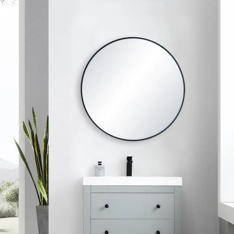 Blossom FM3 Round Metal Framed Wall Mirror – Shatterproof Decorative Circle Mirror - Quality Home Distribution