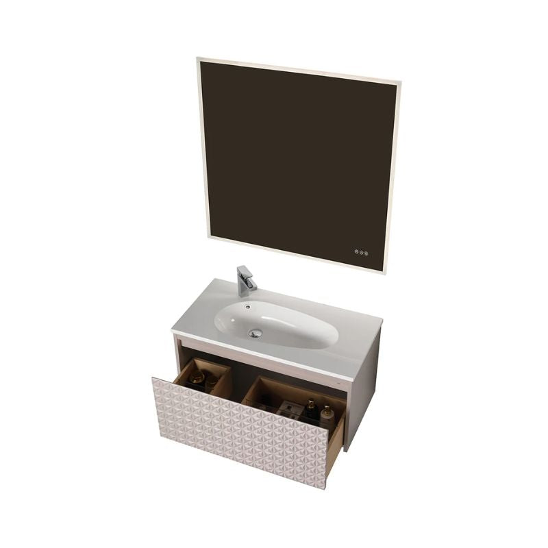 Blossom Thun 041 LED Illuminated Wall-Hung Vanity with Droplet-Shaped Sink - Quality Home Distribution